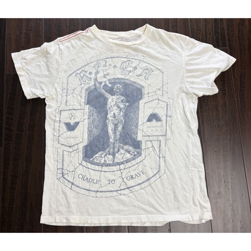 RVCA Shirt Mens L Cradle to Grave Kevin Ancell Artist Network Program Streetwear